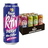 Rubicon RAW Energy Drink, HCO Assorted Flavours, 12 x 500ml Cans, High Caffeine with B Vitamins, Ginseng & Guarana, 20% Real Fruit Juice, Natural Flavours
