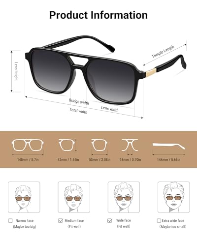 Image of GRFISIA Retro Aviator Sunglasses for Women Men Trendy Rectangle Womens Mens Sun Glasses Shades for Driving Vacation UV400