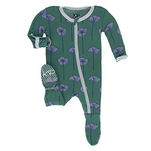 Image of KicKee Pants Print Footie with Zipper, Fitting Long Sleeve Pajama Baby Bodysuit, Ultra Soft Everyday One Piece Loungewear