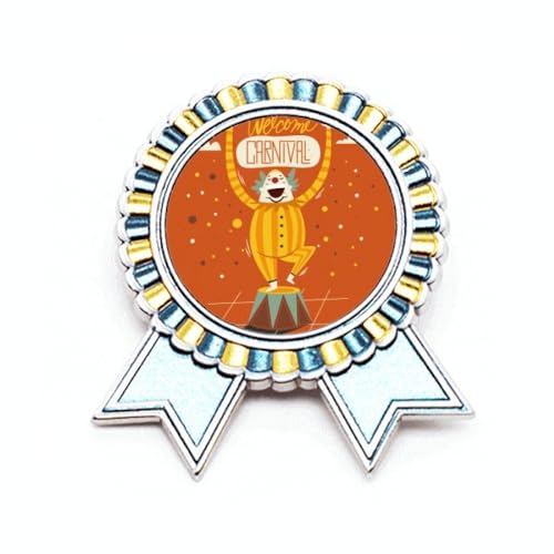 Broche tête de clown au design artistique en métal travaillé
