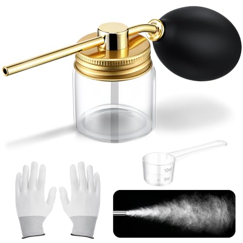 Qualirey 1 Pack Diatomaceous Round Food Grade Bulb Duster Powder Duster About 2oz Powder Dispenser Home Applicator Puffer Sprayer for Multi Purpose Indoor and Outdoor Use (Golden)