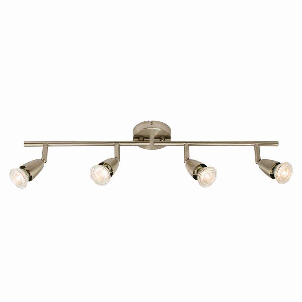 Betta Lighting Satin Nickel Ceiling 4 Light Spotbar Fitting - 2 Individualy Adjustable Bars With 2 Fully Adjustable Spotlights Each Finish Led Compatible Dimmable