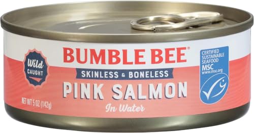 Image of Bumble Bee Skinless & Boneless Canned Pink Salmon in Water, 5 oz Can - Premium Wild Caught Salmon - 20g Protein per Serving - Gluten Free, Kosher, MSC Certified (Pack of 6)