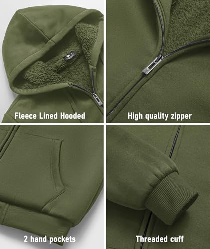 Image of SCODI Hoodies for Men Heavyweight Fleece Sweatshirt - Full Zip Up Thick Sherpa Lined Hooded Sweatshirts