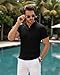 Collared Muscle Shirts for Men Ribbed Knit Slim Fit Polo Shirts Short Sleeve, Mens V Neck T Shirts Casual Stylish Black
