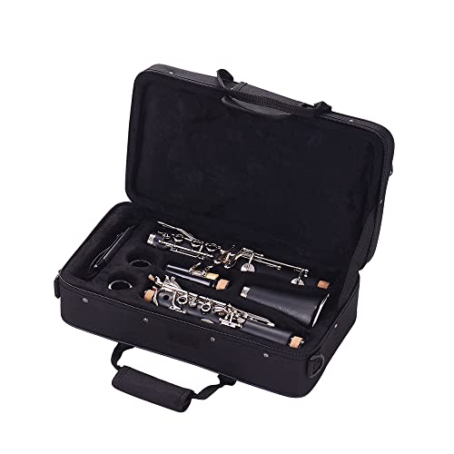 Taruor Clarinet,Abs 17-Key Clarinet Bb Flat With Carry Case Gloves Cleaning Cloth Mini Screwdriver Reed Case 10Pcs Reeds Woodwind Instrument #TOP1