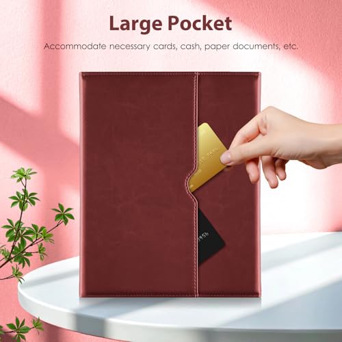 Image of DTTO for iPad Pro 13 Inch Case with Keyboard M5 /M4 2025 /2024, 7 Colors Backlit Wireless Detachable Keyboard Premium Leather Folio Cover with Pencil Holder & Pocket, Burgundy Red