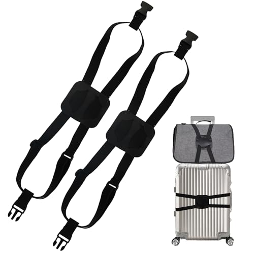 Image of Elastic Luggage Strap with Hooks, The Perfect Travel Must-Have Suitcases Companion, Ultimate Luggage Straps for Suitcases,Travel Must-Have for All Adventurers, Stretchable Luggage Straps(2Black)