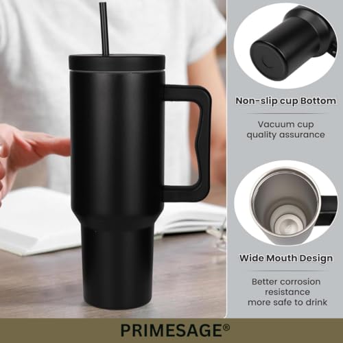 Image of PRIMESAGE Tumbler with Straw Sipper Water Bottle for Adults Sipper Tumbler Bottle Sipper Bottle with Straw Insulated Tumbler Tumblers | 1200ml Black