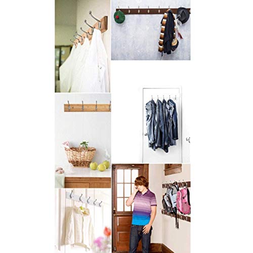 HJW Praktische opbergrek achter de deur ingang plank met 3 haken, wandmontage functie opbergrek voor woonkamer slaapkamer gang balkon display 48 cm x 7 cm x 1,5 cm 1Huiyang-01020, bruin - Image 5