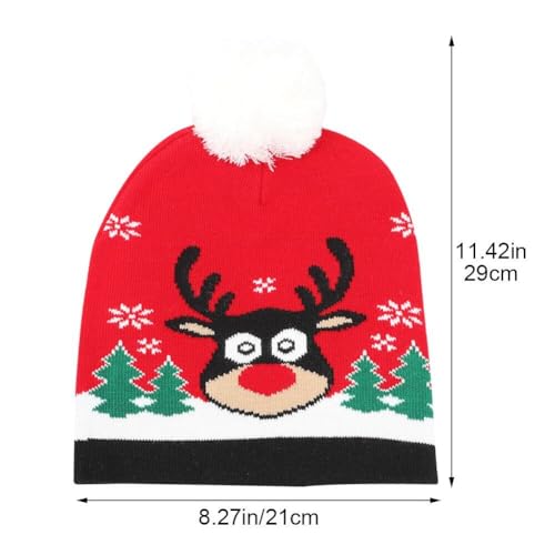 Fituenly Unisex Weihnachten Beanie Herbst Winter Warm-up Hut Winter Cap Weihnachten Strick Jacquard Hut Santa Elf Rentierhut