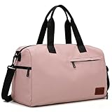 Romon Bolsa Deporte Mujer - Impermeable de Tela Oxford, con Compartimento para Zapatos y Bolsillo Húmedo, Rosa 40x23x24cm para Gimnasio y Viaje​