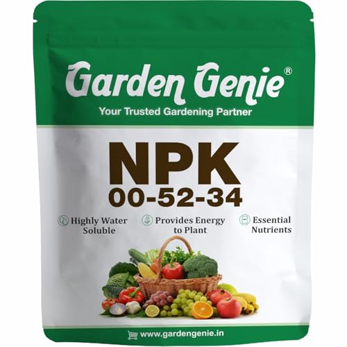 Garden Genie MKP (Mono Potassium Phosphate) NPK 00 52 34 Fertilizers for Plants, Garden & All Crops 800 Gm | Water Soluble Foliar Spray Nutrition