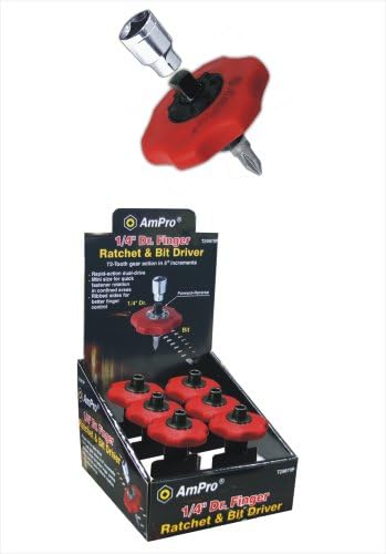 AMPRO T19087 1/4-Inch Drive Finger Ratchet and Bit Driver