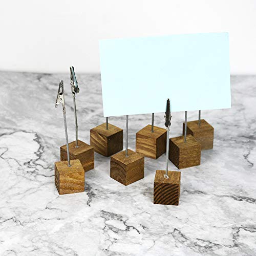 Lzymsz 8Pc Wooden Memo Clips Holder, Picture Holders With Clips, Wooden Base Memo Photo Clip, Photo Cubes For Pictures With Alligator Clip Clasp (Wooden Base) #TOP6