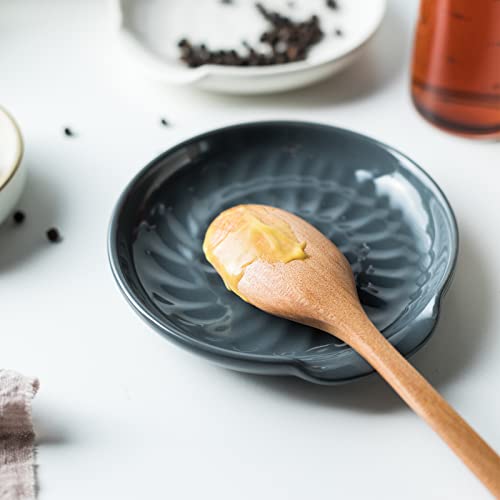 Spoon Rest For Stove Top Kitchen Spoon Holder, Coffee Spoon Holder For Coffee Bar, Grey Kitchen Decor Ceramic Spoon Rest Dishwasher Safe #TOP1