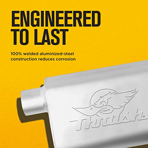 Thrush Muffler Deep Race Tone (Most Applications) Inlet 2.5 Pipe Connection Offset Outlet 2.5 Offset by Thrush - Image 3
