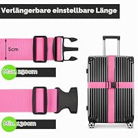 WISYOK Koffergurt, 2 Stück, 130-250cm, Rosa, Kofferband Gurt Auffällig – Ansicht 2