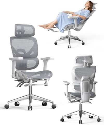 naspaluro Silla Escritorio Ergonómica, Silla de Escritorio con Re...
