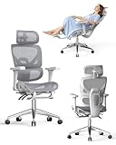 naspaluro Bürostuhl Ergonomisch, Schreibtischstuhl mit hoher Rückenlehne aus Netzgewebe, Belastbarkeit 160 kg, 3D-Armlehnen, Kopfstütze, Fußstütze, Office Chair für Home, Arbeit und Gaming