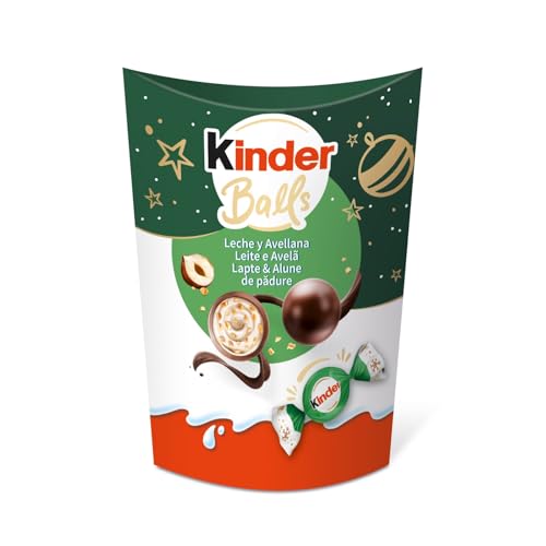 Kinder Balls - Pack 3 Unidades de 164 gr. - Bolas Rellenas de Chocolate Kinder con Leche y Avellana