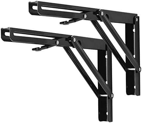 YUMORE Klappkonsole Robuste 30 cm Klappbare Regalhalterungen Wand Schwarz | Regalträger Klappbar Schwerlast Tischhalter Klappscharnier für Bänke Regale Wandmontage, Platzsparende,