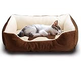 Vanhua ペットベット ペットソファ ソフト マットペット用品  通年タイプ  クッション 洗える ふんわり  小型犬/猫用, ブラウン  Sサイズ