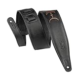 Levy's Leathers 2.5" Padded Garment Leather Moon Phases Embroidery Guitar Strap, Adjustable from 48" to 55.5"; Black and Brown (MG317MP-BLK-BRN)