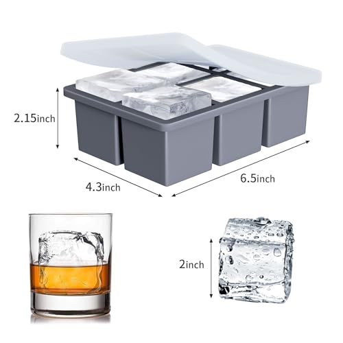 image for Large Ice Cube Tray for Whiskey: FDDBI Big Square Ice Cube Maker for C