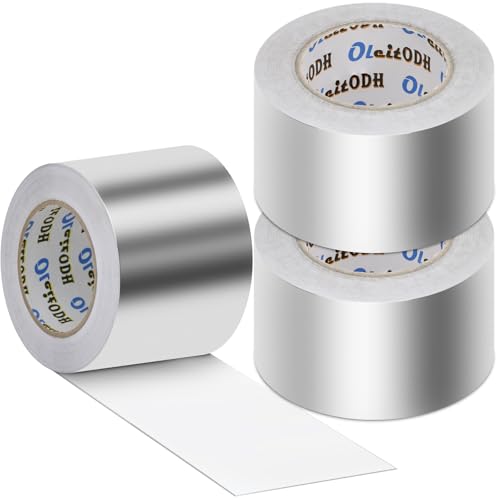 Image of Oleitodh 3 Pack Aluminum Foil Tape Bulk - 4 Inch x 55 Yards - 2.7mil Heavy Duty Metal Duct Tape, Aluminum HVAC Tape for Sealing & Patching, Air Ducts, Insulation Metal Repair, Professional Grade