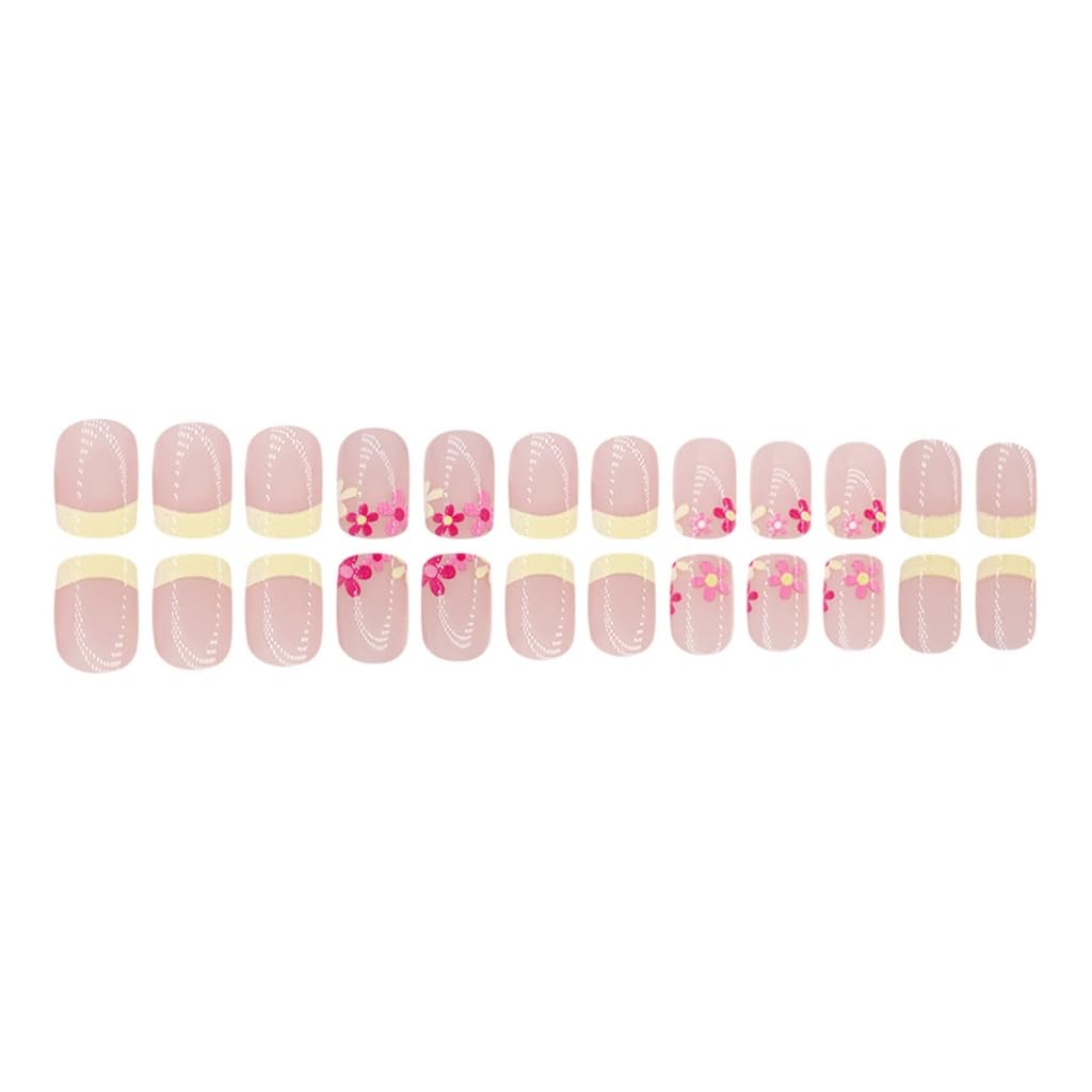 24Pcs Square Fake Nails Artificial Nails Acrylic False Nails Glues On Nails Designs French Nails Tips