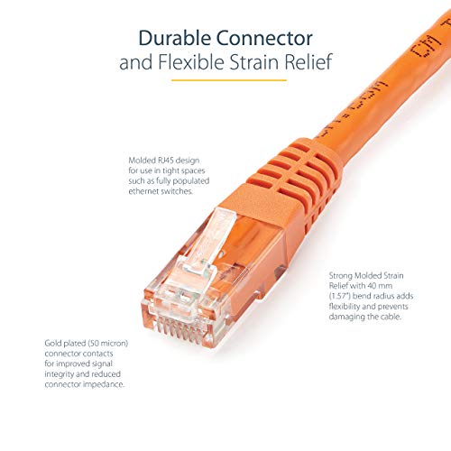Startech.com 6Ft Cat6 Ethernet Cable - Orange Cat 6 Gigabit Ethernet Wire -650Mhz 100W Poe++ Rj45 Utp Molded Category 6 Network/Patch Cord W/Strain Relief/Fluke Tested Ul/Tia Certified (C6Patch6Or) #TOP3