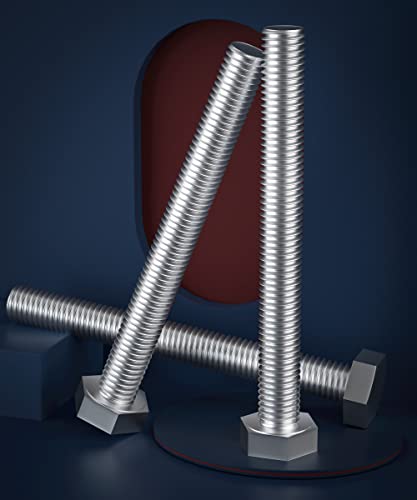 Image of 1 /4-20 x 4 (5 /8 to 5 inch Optional) Hex Head Screw Bolt, Stainless Steel 18-8(304), Fully Threaded,15pcs