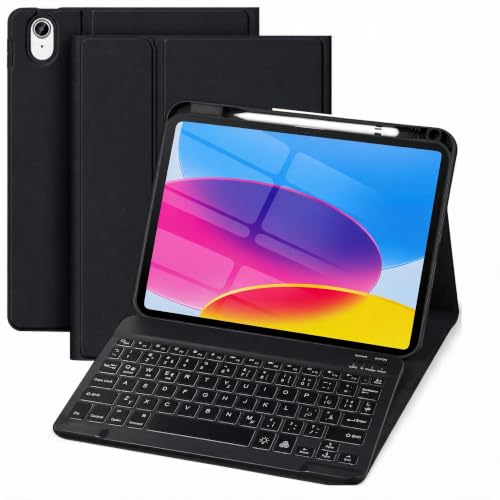 WALWALO Schwarz Hülle mit Tastatur für iPad A16 11 Generation 2025/10 Gen – Ansicht 1