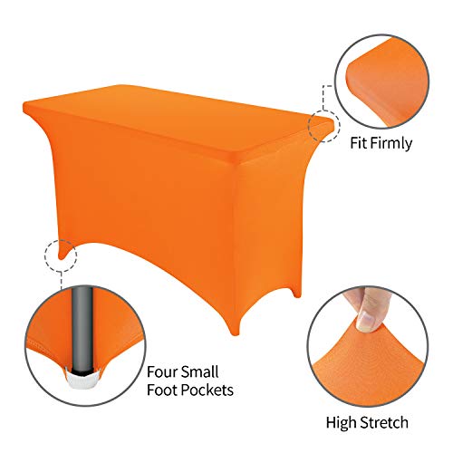 Image of Peomeise 4FT Spandex Table Cover Rectangular Stretch Spandex Tablecloth (Orange,4FT)