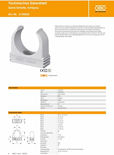 OBO Bettermann 2955 M32 - Quick Schellen, lichtgrau, 50 Stück