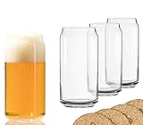 Ecodesign Drinkware Beer Glass Can Shaped 20 oz Beer Glasses 4 Pack w/coasters