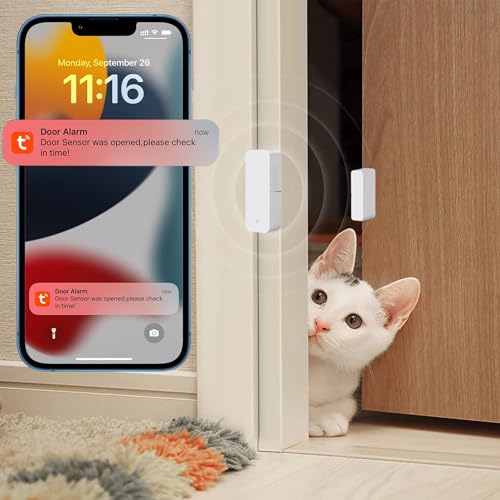 Image of 1 Pack WiFi Door Sensor, Tuya Smart Door Window Sensor,Wireless Window Sensor Real-time Alarm Compatible with Alexa Google Assistant,Home Security Door Open Contact Sensor for Business Burglar Alert