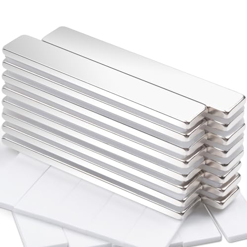 16 Stück Neodym Magnete Extra Stark Groß, 60x10x3mm Rechteckige Magnete Stark Magneten für Magnettafel, Kühlschrank Magnete, Klebemagnete Selbstklebend Stark Seltenerdmagnete für Küchenschrank