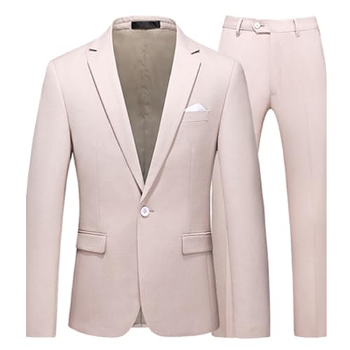 Mens Slim Fit 2 Piece Suits 1 Button Tuxedo Wedding Suit Casual Business Blazer Jacket Pants Suit