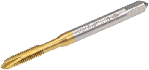 uxcell Tapón de rosca de punta en espiral M3.5 x 0.6 rosca, roscas de tierra H2 3 flautas, acero de alta velocidad HSS 6542, recubierto de titanio,