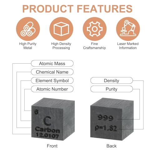 QUARKZMAN 3 Stück Kohlenstoff Würfel 0 39 Zoll Hochdichte Metall Element Würfel Metall Dichte Würfel Chemische Elemente Sammlung Wissenschaft Unterricht Experiment Anwendung Grau