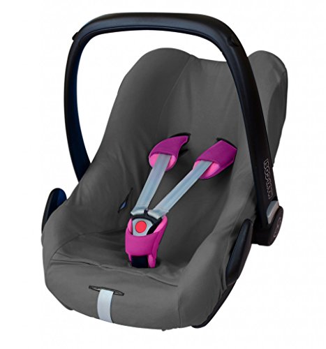 ByBoom - Universal Sommerbezug, Schonbezug aus 100% Baumwolle, für Babyschale, Autositz, z.B. Maxi Cosi CabrioFix, City, Pebble; Designed in Germany, MADE IN EU, Farbe:Grau