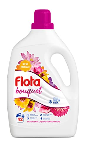 FLOTA | Detergente Líquido Quitamanchas incluso en Agua Fría para Lavadora | Ropa Blanca y de Color | Fragancia Bouquet | 42 Lavados