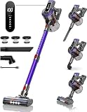Aspirateur Balai sans Fil 450W 38Kpa, 55Mins Batterie Amovible, 1,5L Capacité, Écran Intelligent, Lumière LED, Aspirateur sans Fil pour Tapis, Cuisine, Poils d'animaux/Peli Animali