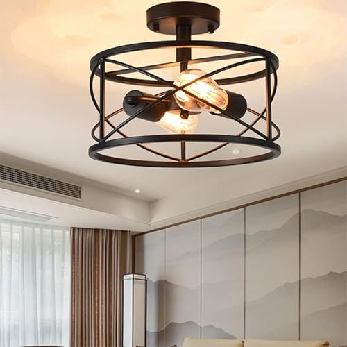 Luminaire plafonnier intérieur E27 cage en métal pour décoration vintage