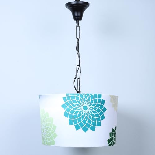 Image of Tu Casa Dahlia Floral Print Fabric Glow Pendent Light Hanging Lamp For Bedroom, Living Room, Lounge, Office, Gifting Area Without Bulb For Home Decoration (Height - 20 inch)