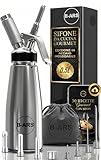 B-ARS-Sifone Cucina Professionale Acciaio Inox 500ML Con Accessori Completi Per Panna Montata Spume Salse Include Bocchette Spazzola Ebook Facile Da Pulire Per Uso Domestico
