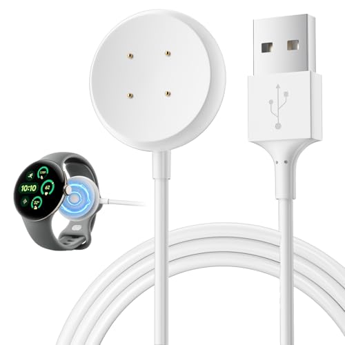 iMangoo for Google Watch 2 3 for Pixel Watch Charger USB A Charging Cable with Magnetic Magnet Adsorption Stand Smartwatch Replacement Backup Charging Cord 3ft White
