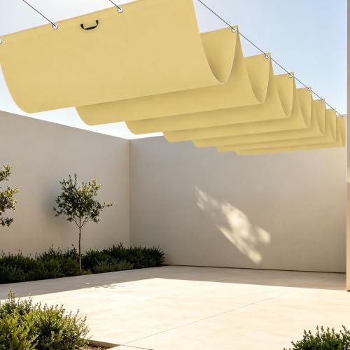 Voile ombrage 300x480 cm jaune sable imperméable pour terrasse - 2